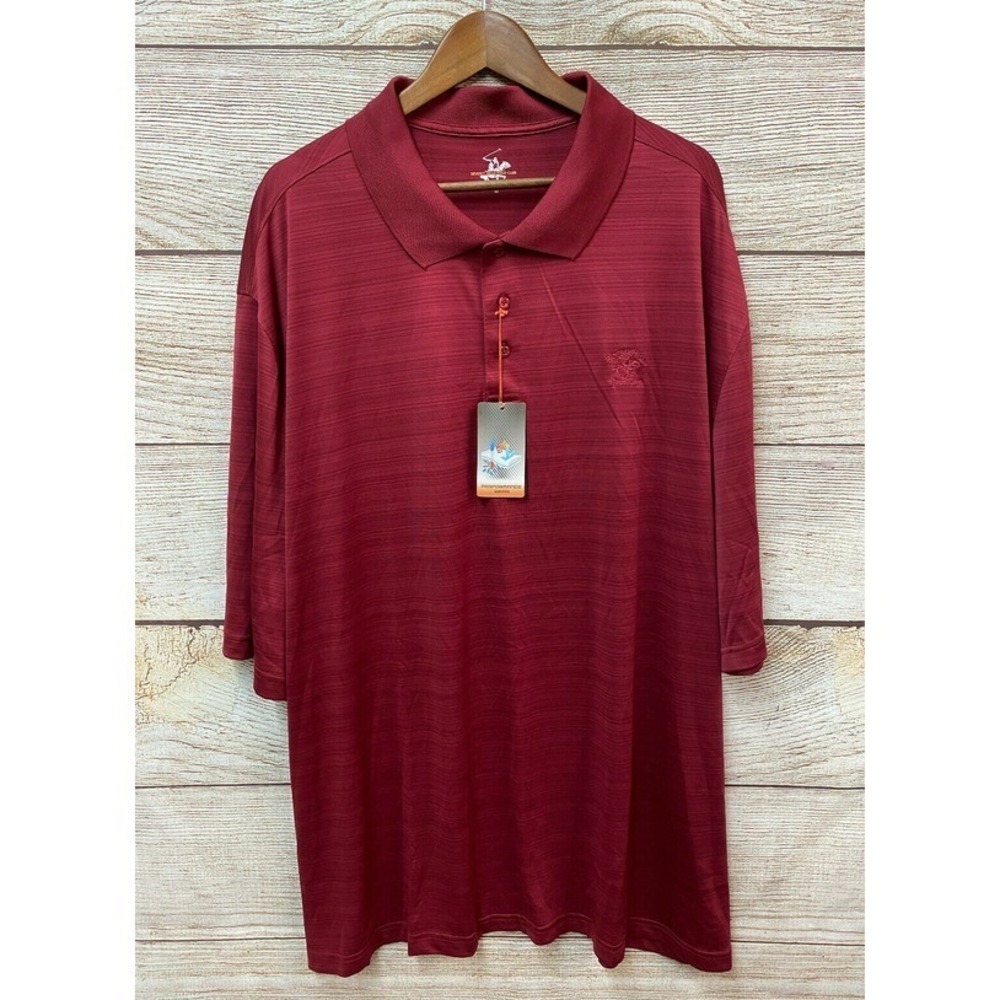 Performance Polo Shirt Beverly Hills Polo Club Mens Size 4X Burgundy Wicking New